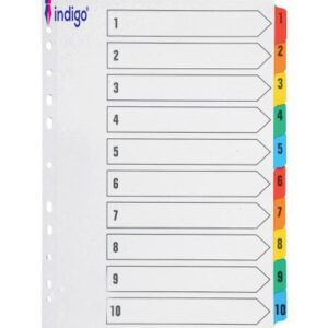 indigo® extra wide 1 10 dividers, a4, mylar reinforced tabs white (pack of 1)