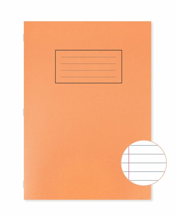 silvine a4 exercise book orange. ruled feint & margin, 40 pages [pack of 10]