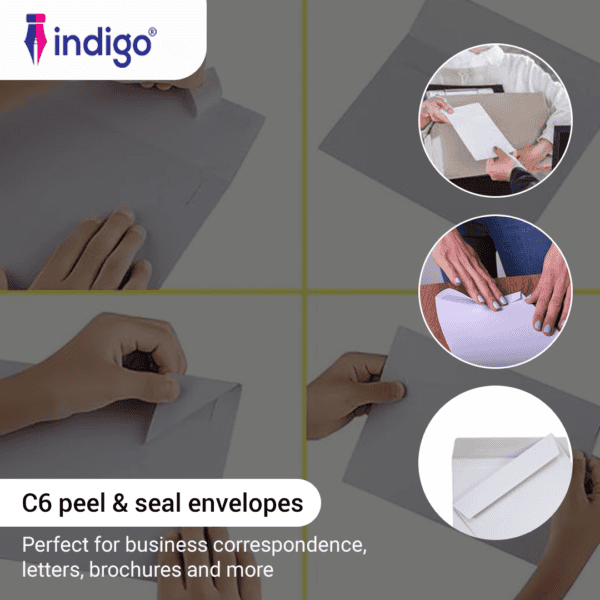 indigo c6 white peel seal envelopes (114 x 162 mm) pack of 100