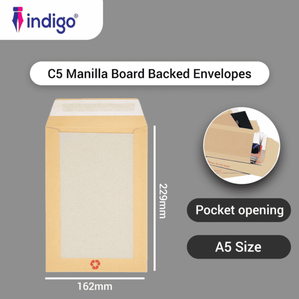 indigo c5 manilla boardback peel & seal do not bend envelopes pack of 500